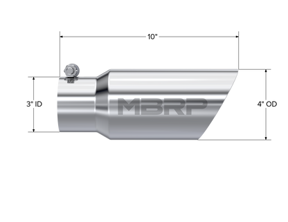 Exhaust Tip 4 Inch O.D. Dual Wall Angled 3 Inch Inlet 10 Inch Length MBRP-3