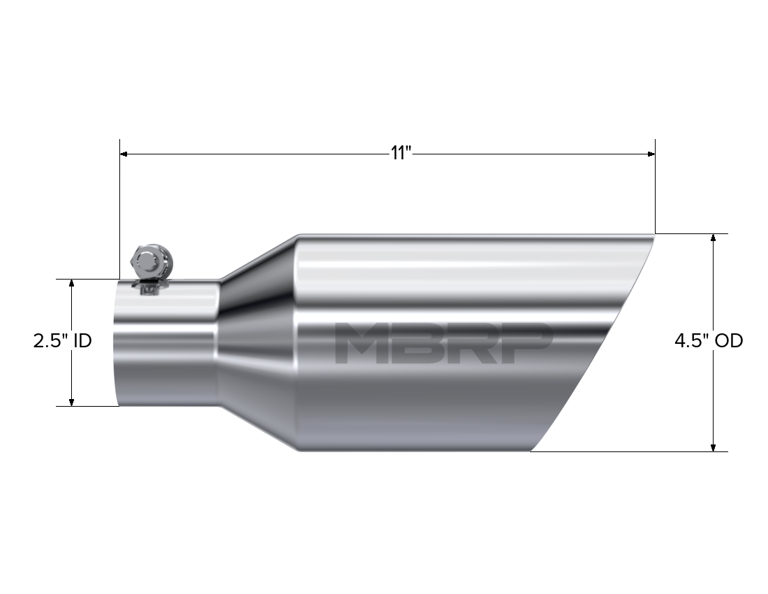Exhaust Tip 4 1/2 Inch O.D. Dual Wall Angle Rolled End 2.5 Inch Inlet 11 Inch Length MBRP-3