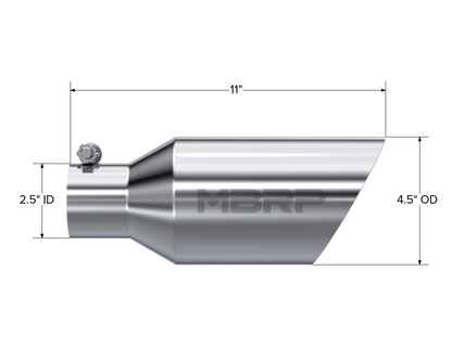 Exhaust Tip 4 1/2 Inch O.D. Dual Wall Angle Rolled End 2.5 Inch Inlet 11 Inch Length MBRP-3