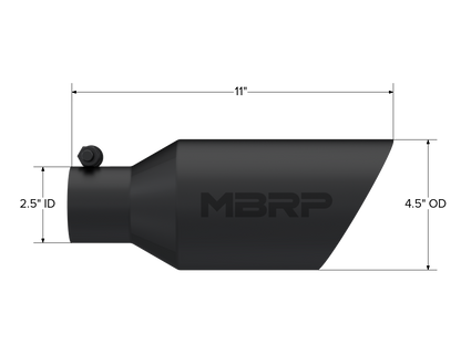 Exhaust Tip 4 1/2 Inch O.D. Dual Wall Angle Rolled End 2.5 Inch Inlet 11 Inch Length MBRP-1