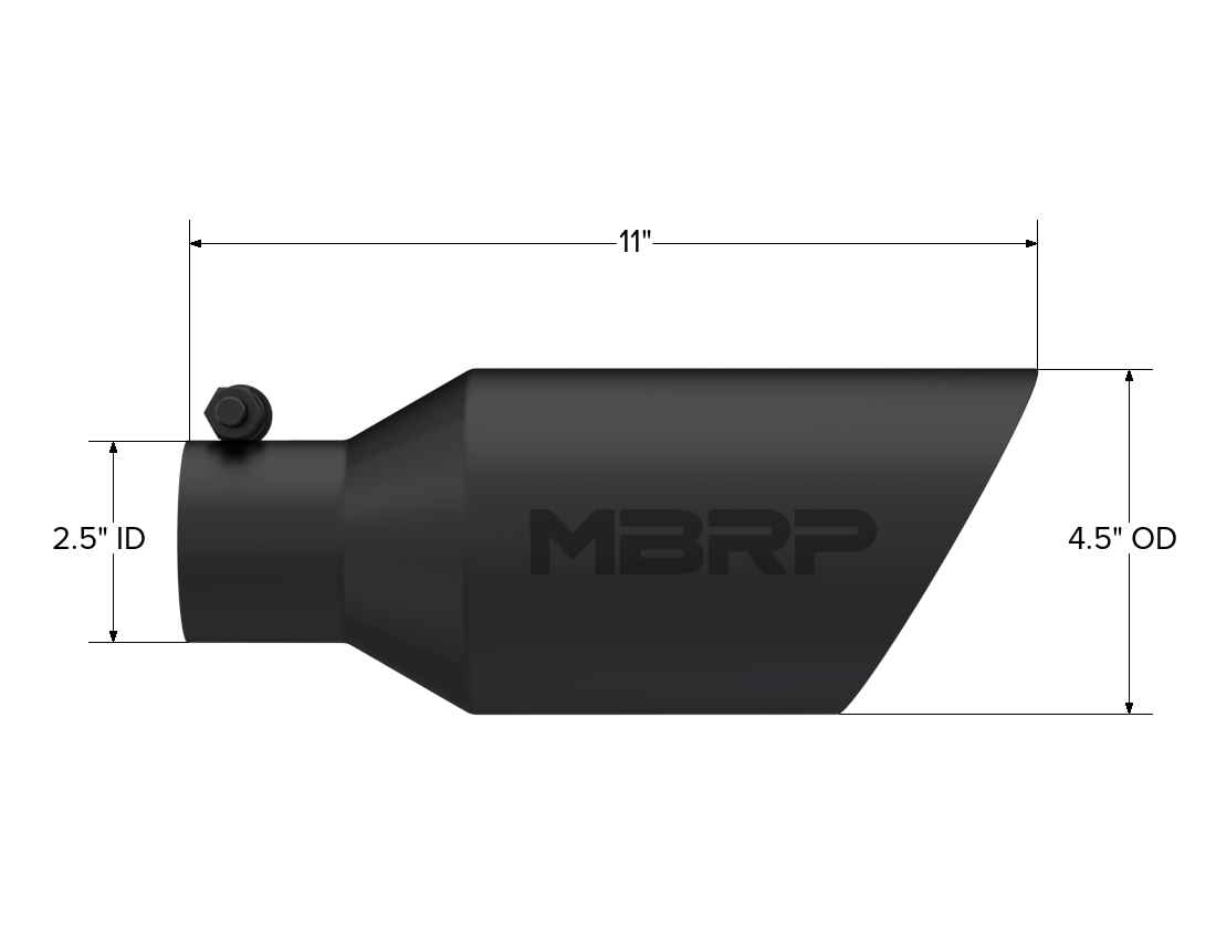 Exhaust Tip 4 1/2 Inch O.D. Dual Wall Angle Rolled End 2.5 Inch Inlet 11 Inch Length MBRP-1
