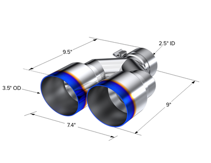 T304 Stainless Steel Burnt End Tip 2.5 Inch ID Dual 3.5 Inch OD Out 9.5 Inch Length Single Wall MBRP-2