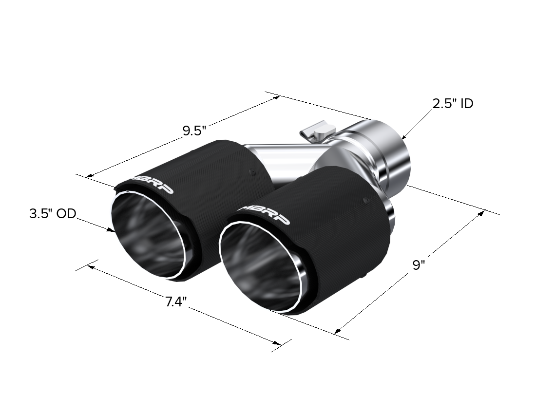 Carbon Fiber Tip 2.5 Inch ID Dual 3.5 Inch OD Out 9.45 Inch Length Dual Wall MBRP-2