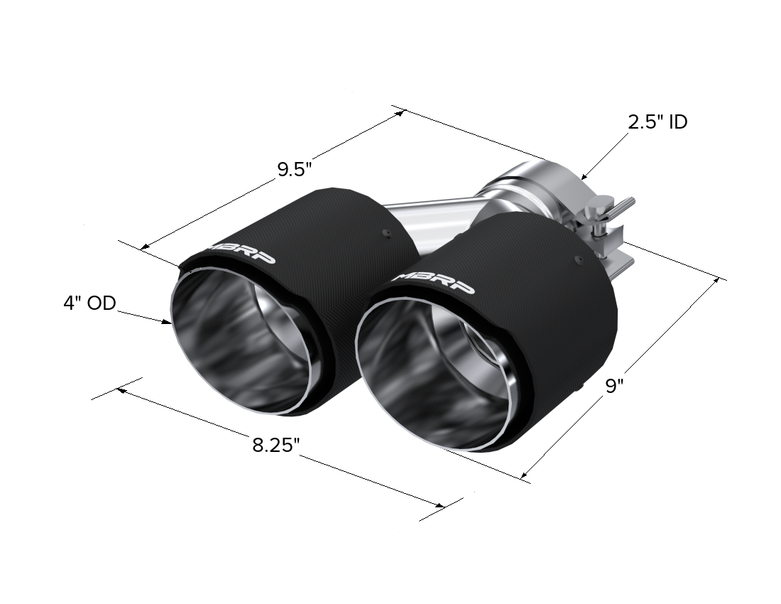Carbon Fiber Tip 2.5 Inch ID Dual 4 Inch OD Out 9.50 Inch Length Dual Wall MBRP-2