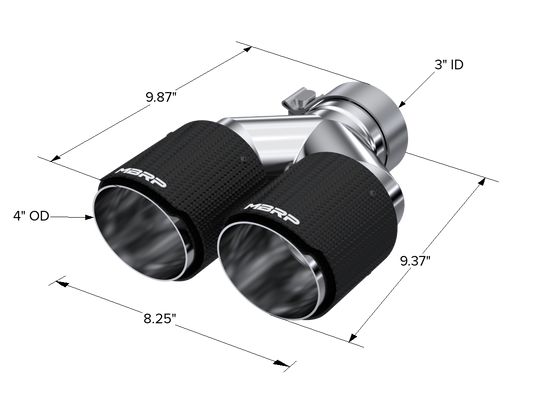 Carbon Fiber Tip 3.0 Inch ID 4.0 Inch OD Dual Out 9.87 Inch Length Dual Wall MBRP-1