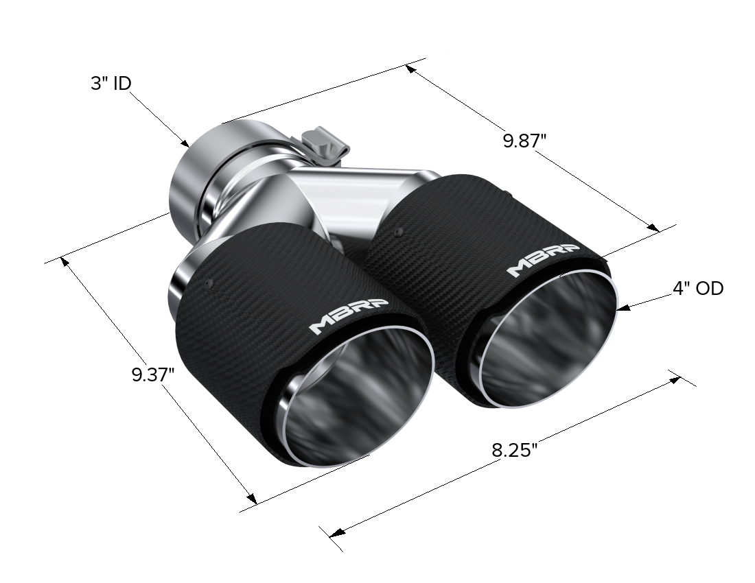 Carbon Fiber Tip 3.0 Inch ID 4.0 Inch OD Dual Out 9.87 Inch Length Dual Wall MBRP-1