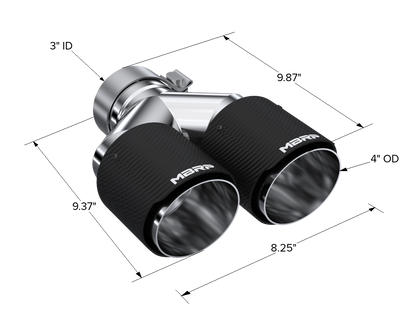 Carbon Fiber Tip 3.0 Inch ID 4.0 Inch OD Dual Out 9.87 Inch Length Dual Wall MBRP-1