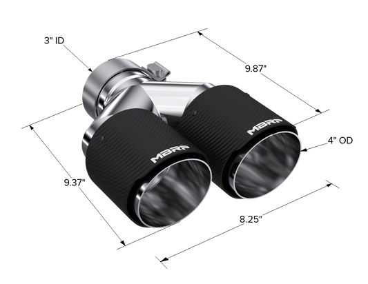 Carbon Fiber Tip 3.0 Inch ID 4.0 Inch OD Dual Out 9.87 Inch Length Dual Wall MBRP-1