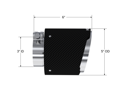 Carbon Fiber Tip 3 inch ID 5 inch OD Out 6.13 inch Length Angle Cut Dual Wall MBRP-1