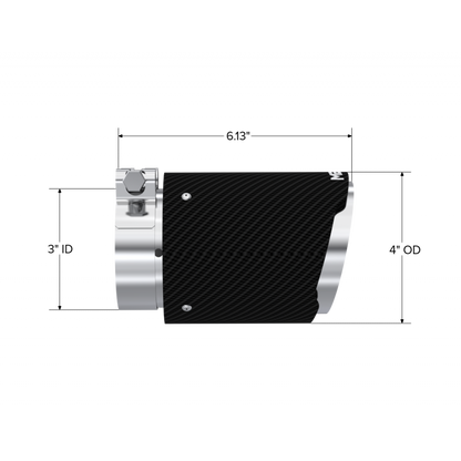 Exhaust Tip 3 Inch ID 4 Inch OD Out 6.13 Inch Length Angle Cut Dual Wall Carbon Fiber and Stainless Steel MBRP-1