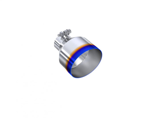 Exhaust Tip 2.5 Inch ID 5 Inch OD Out 6.5 Inch Length Angle Cut Single Wall Burnt and Stainless Steel MBRP