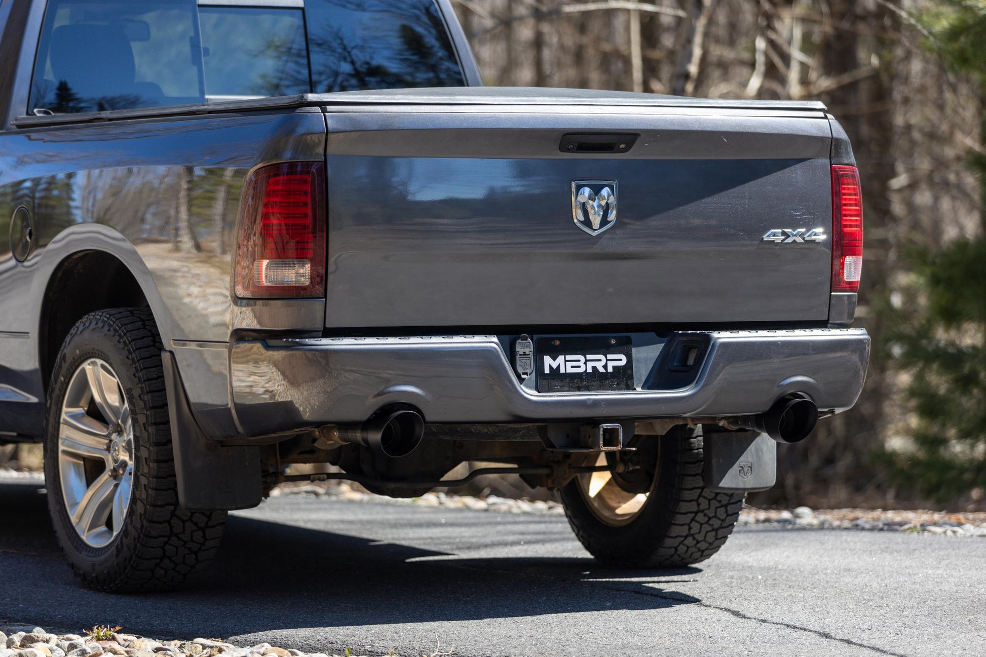 2009-2018 Ram 1500 and 2019-2024 Ram 1500 5.7L Hemi Black Exhaust Tips, Armor BLK 5 Inch OD Dual Wall Angle Cut. Sold In Pairs MBRP-5