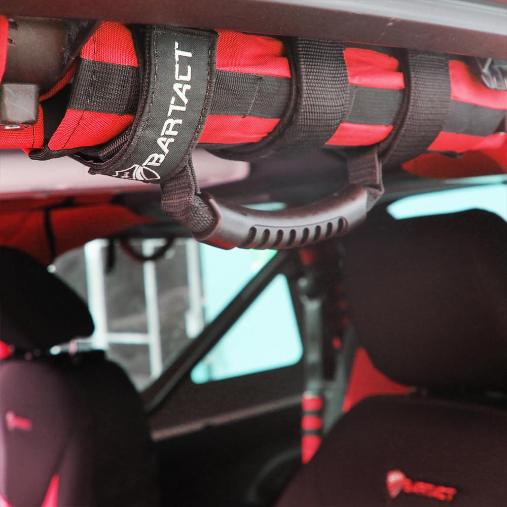 Roll Bar Grab Handles Black Rubber Pair Bartact