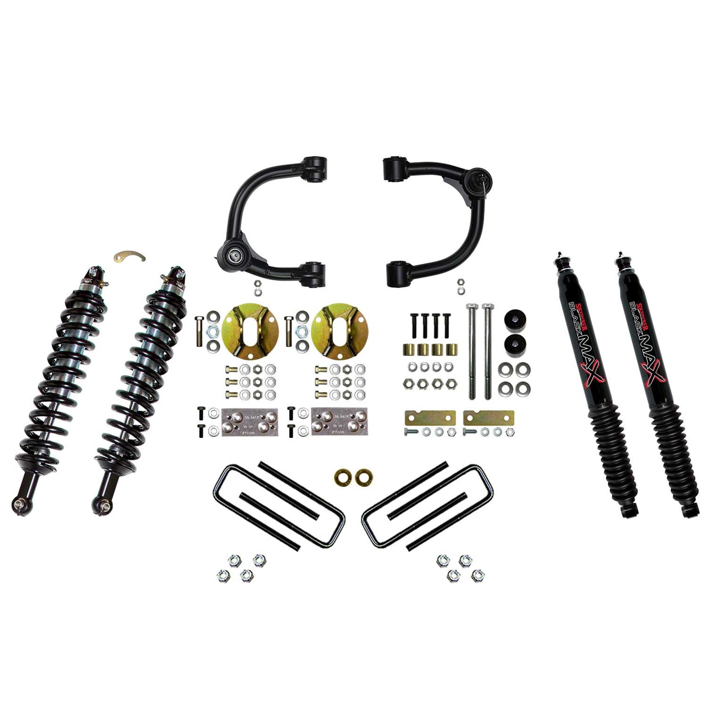 3 Inch Front Coilover Suspension Lift System with Front Upper Control Arms Rear Leaf Springs and Rear Black MAX Shocks 16-22 Toyota Tacoma Skyjacker-1