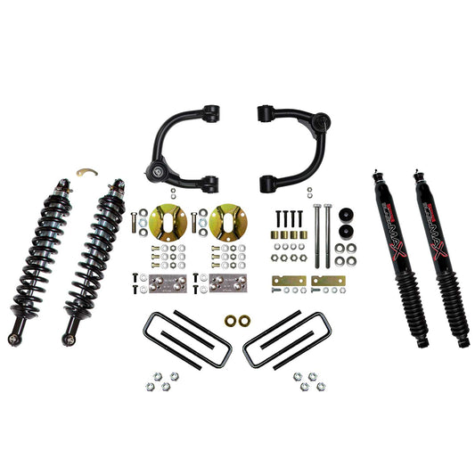 3 Inch Front Coilover Suspension Lift System with Front Upper Control Arms Rear Leaf Springs and Rear Black MAX Shocks 16-22 Toyota Tacoma Skyjacker-1