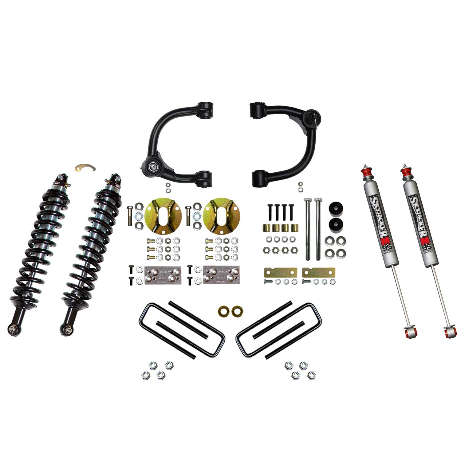 3 Inch Front Coilover Suspension Lift System with Front Upper Control Arms Rear Leaf Springs and Rear M95 Monotube Shocks 16-22 Toyota Tacoma Skyjacker-1