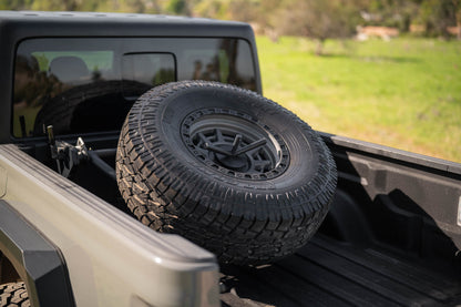 2020 2025 Jeep Gladiator JT Adjustable In Bed Tire Carrier DV8 Offroad-9