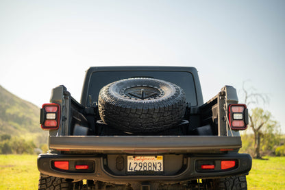 2020 2025 Jeep Gladiator JT Adjustable In Bed Tire Carrier DV8 Offroad-10
