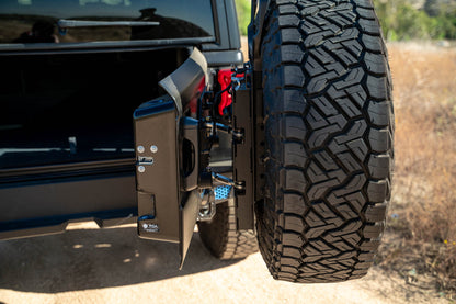 2018 2025 Jeep Wrangler JL, JLU Mto Series Bumper Spare Tire Swing Gate DV8 Offroad-5