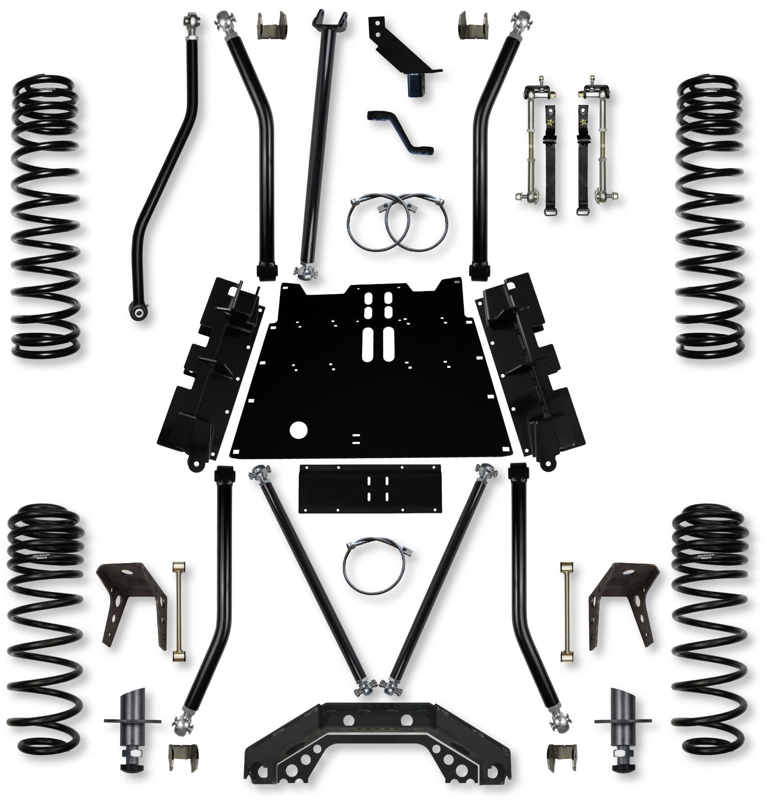 3.5 Inch X-Factor X2 Flat-Belly 5 Inch Stretch Long-Arm Suspension System For Jeep Wrangler TJ With No Shocks Rock Krawler
