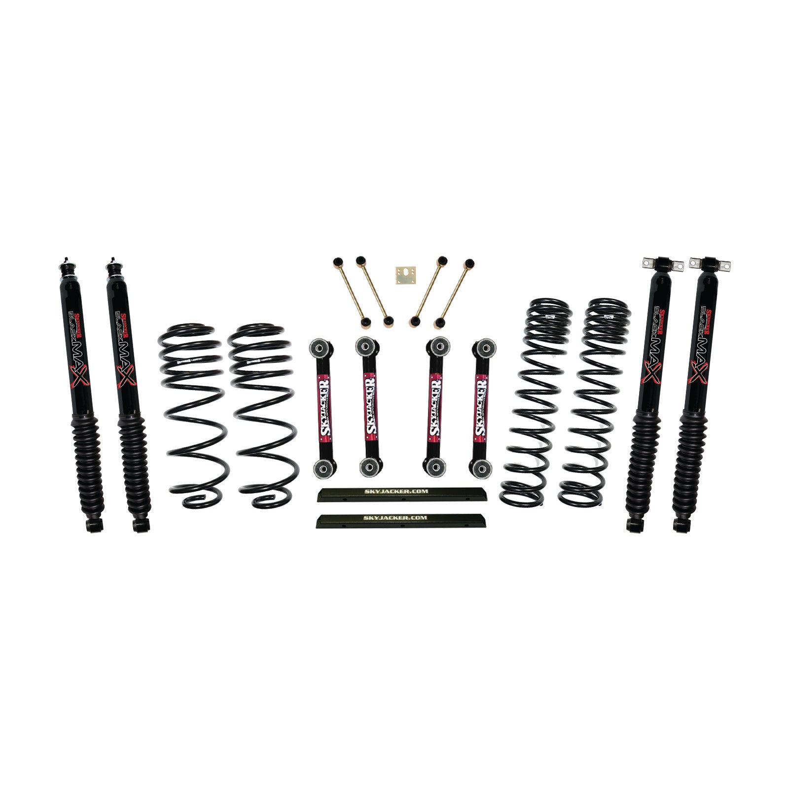 4 Inch Dual Rate Long Travel One Box Kit w/OE Style Front and Rear Links Shocks TJ/LJ 1997-2002 Jeep Wrangler Skyjacker-1