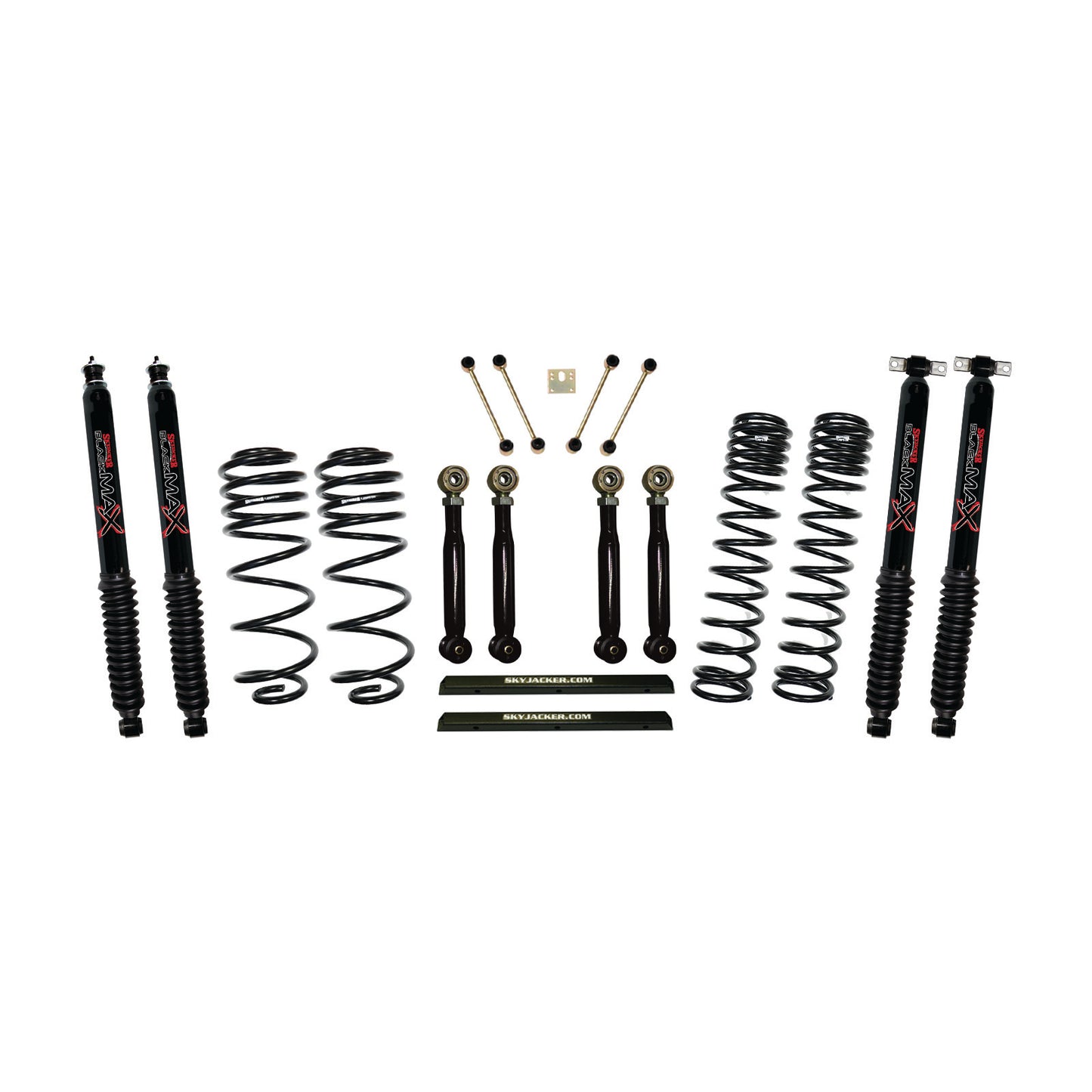 4 Inch Dual Rate Long Travel One Box Kit w/Adjustable Front and Rear Lower Flex Links Shocks TJ/LJ 1997-2002 Jeep Wrangler Skyjacker-1
