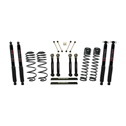 4 Inch Dual Rate Long Travel One Box Kit w/Adjustable Front and Rear Lower Flex Links Shocks TJ/LJ 1997-2002 Jeep Wrangler Skyjacker-1