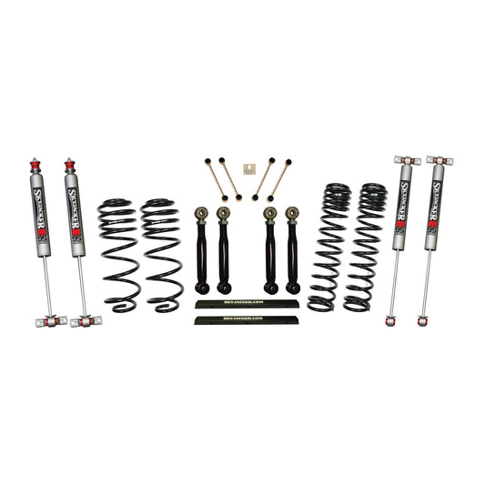 4 Inch Dual Rate Long Travel One Box Kit w/Adjustable Front and Rear Lower Flex Links Shocks TJ/LJ 1997-2002 Jeep Wrangler Skyjacker