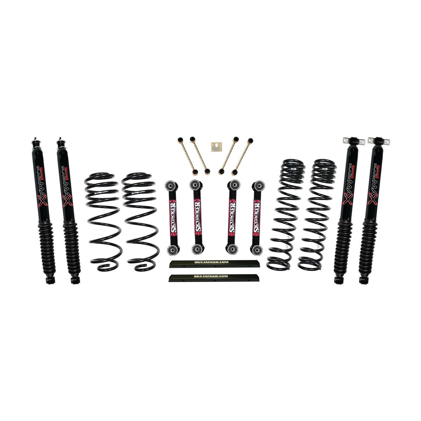 4 Inch Dual Rate Long Travel One Box Kit w/OE Style Front and Rear Lower Links and Shocks TJ/LJ 2003-2006 Jeep Wrangler/Unlimited Skyjacker-1