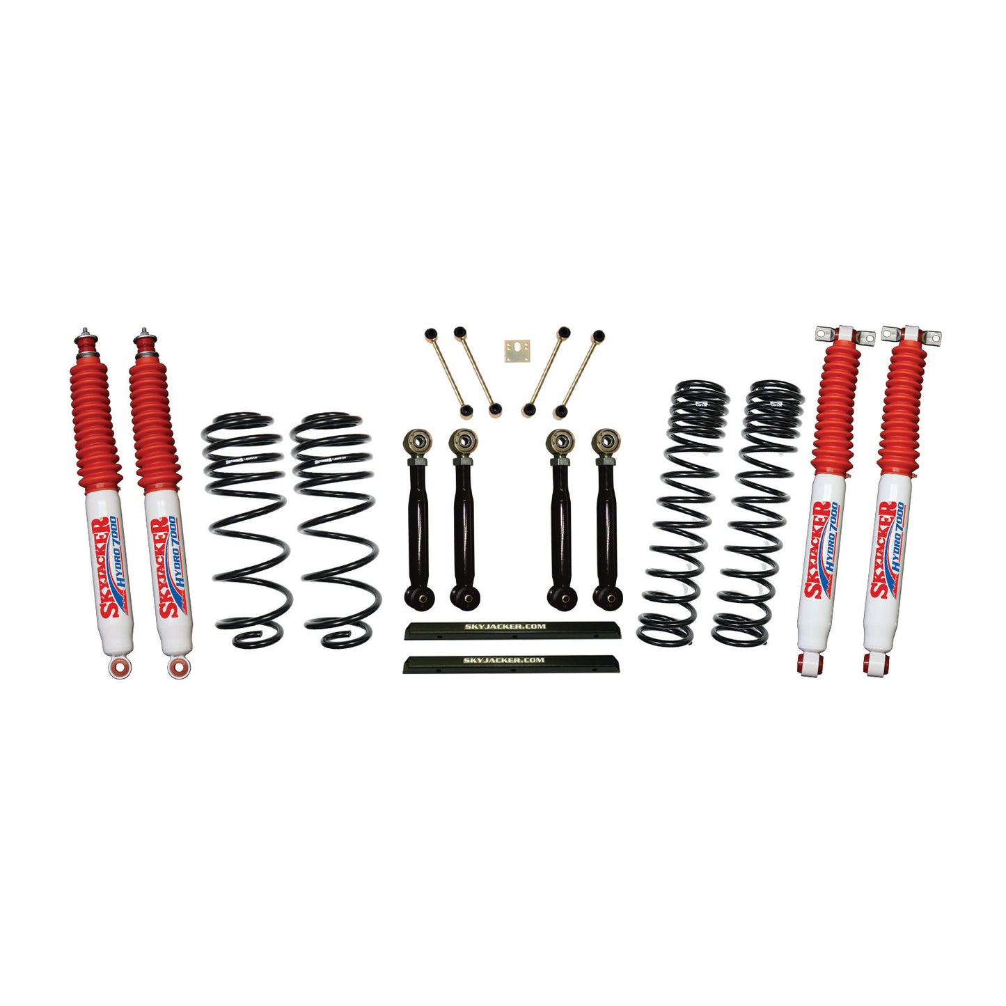 4 Inch Dual Rate Long Travel One Box Kit w/Adjustable Front and Rear Lower Flex Links and Shocks TJ/LJ 2003-2006 Jeep Wrangler/Unlimited Skyjacker-3