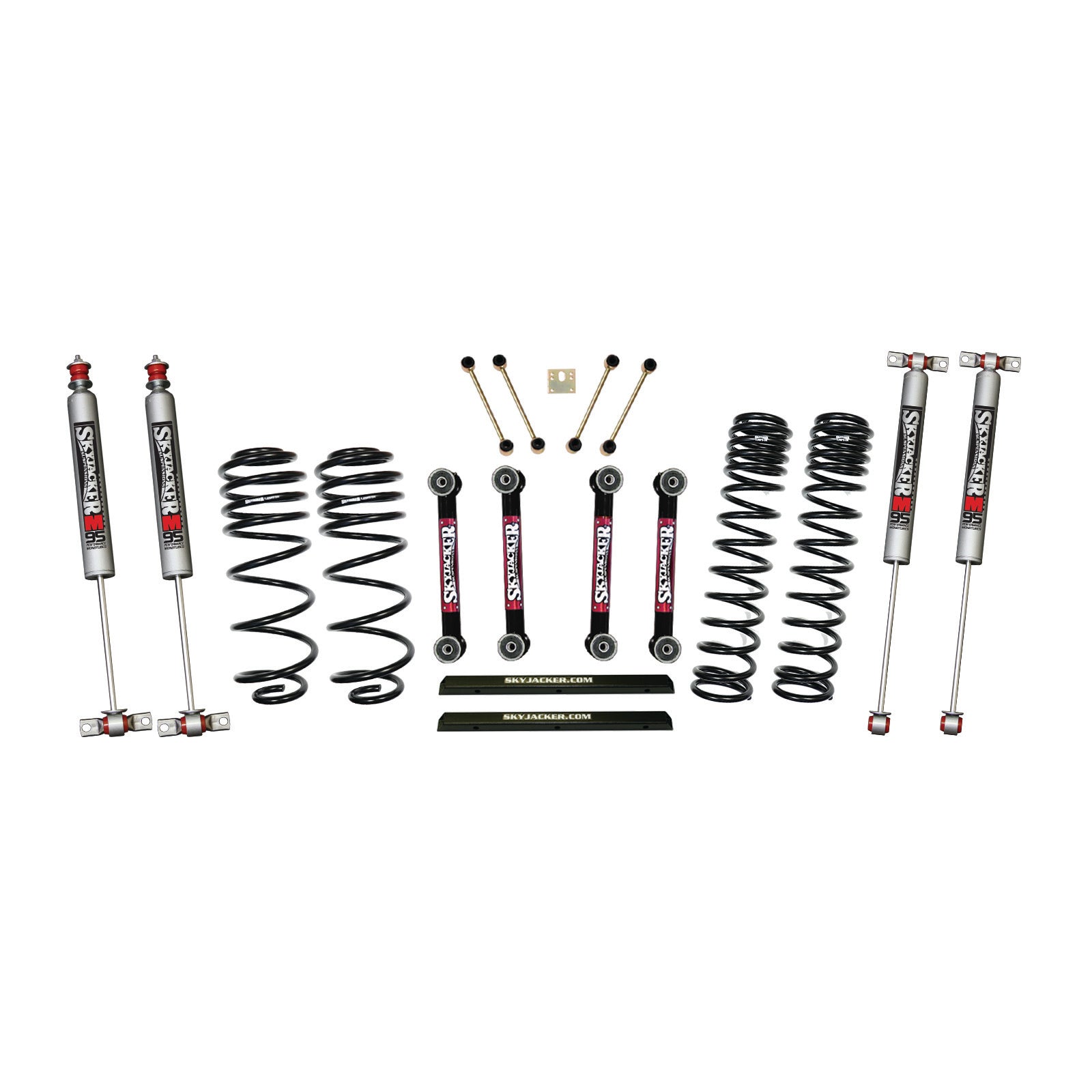 4 Inch Dual Rate Long Travel One Box Kit w/OE Style Front and Rear Lower Links and Shocks TJ/LJ 2003-2006 Jeep Wrangler/Unlimited Skyjacker
