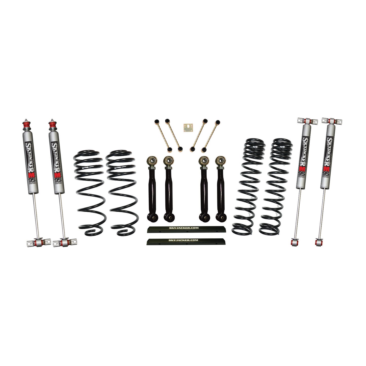 4 Inch Dual Rate Long Travel One Box Kit w/Adjustable Front and Rear Lower Flex Links and Shocks TJ/LJ 2003-2006 Jeep Wrangler/Unlimited Skyjacker