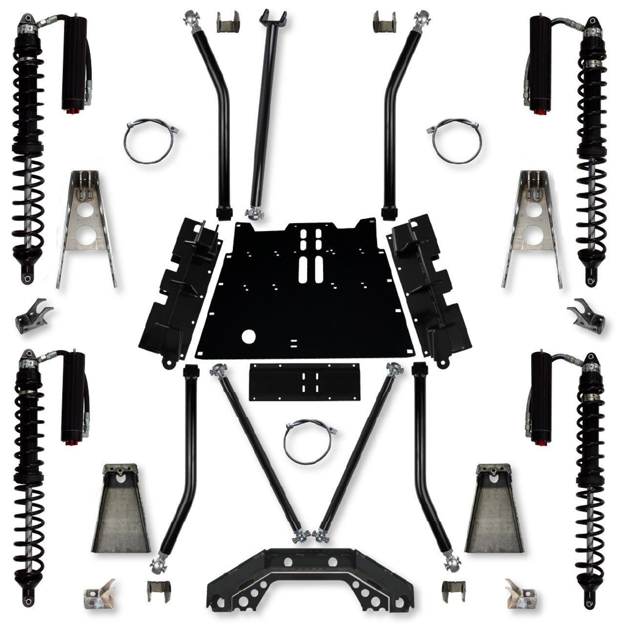 4.5 Inch X-Factor X2 Flat-Belly 5 Inch Stretch Coilover Long-Arm Suspension System For Jeep Wrangler TJ Trail Runner System Stage 2 Rock Krawler