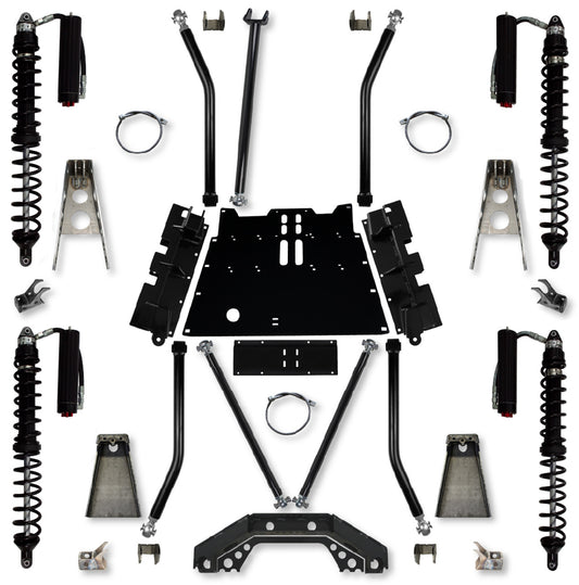 4.5 Inch X-Factor X2 Flat-Belly 5 Inch Stretch Coilover Long-Arm Suspension System For Jeep Wrangler TJ Trail Runner System Stage 2 Rock Krawler