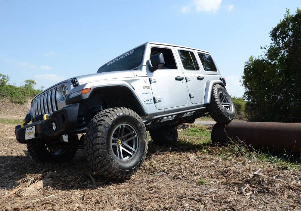 TrailSlider Step System Cab Length (2 Steps per Side) 2018-2026 Jeep Wrangler JL 4-Door Textured Black NFab-1