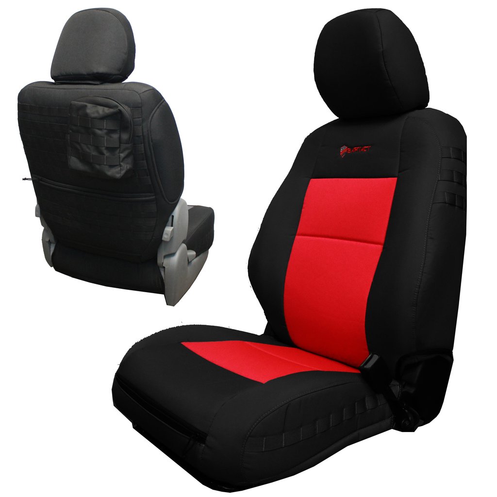 Toyota Tacoma Seat Covers 16-19 Tacoma and TRD Front Black/Red Tactical Series Pair Bartact