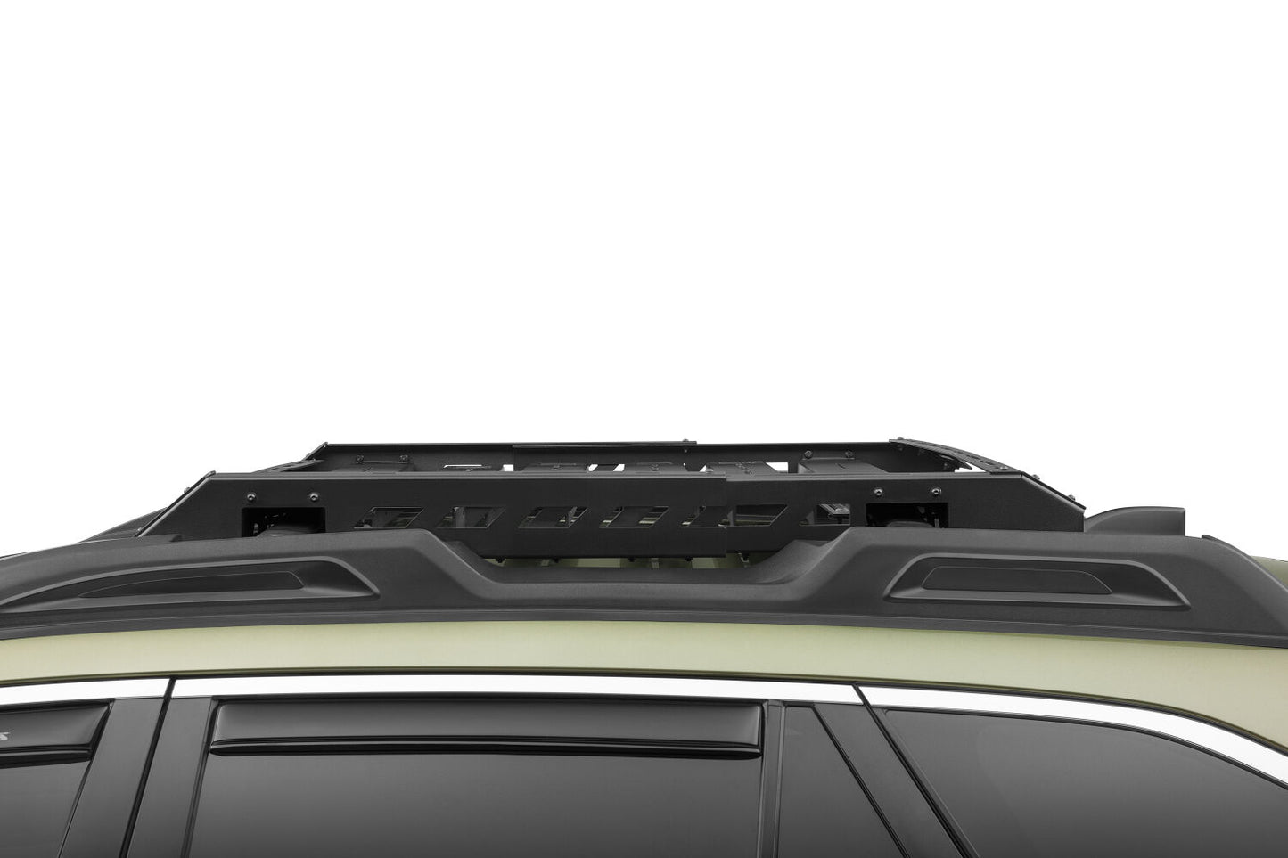 The N-FAB Universal Roof Rack Small 34.25 in Wide adds essential overhead cargo capacity and fits OEM and aftermarket crossbars on most cars, CUVs, and SUVs NFab-11