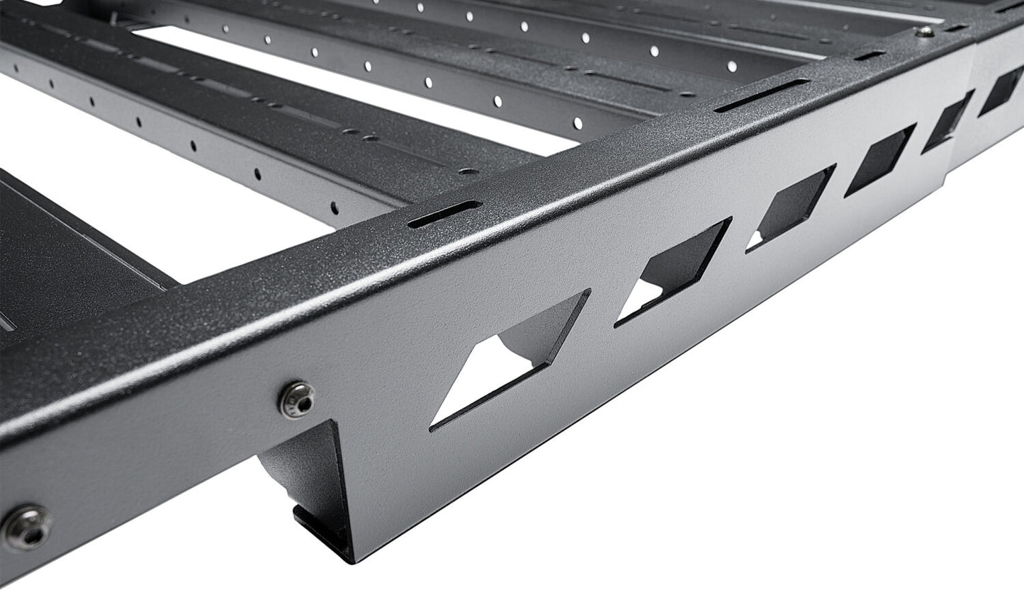 The N-FAB Universal Roof Rack Small 34.25 in Wide adds essential overhead cargo capacity and fits OEM and aftermarket crossbars on most cars, CUVs, and SUVs NFab-17