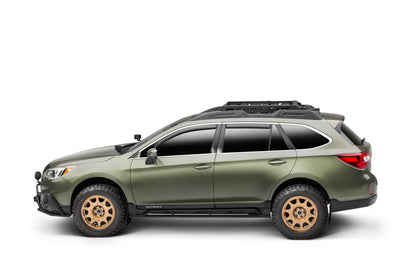 The N-FAB Universal Roof Rack Small 34.25 in Wide adds essential overhead cargo capacity and fits OEM and aftermarket crossbars on most cars, CUVs, and SUVs NFab-6