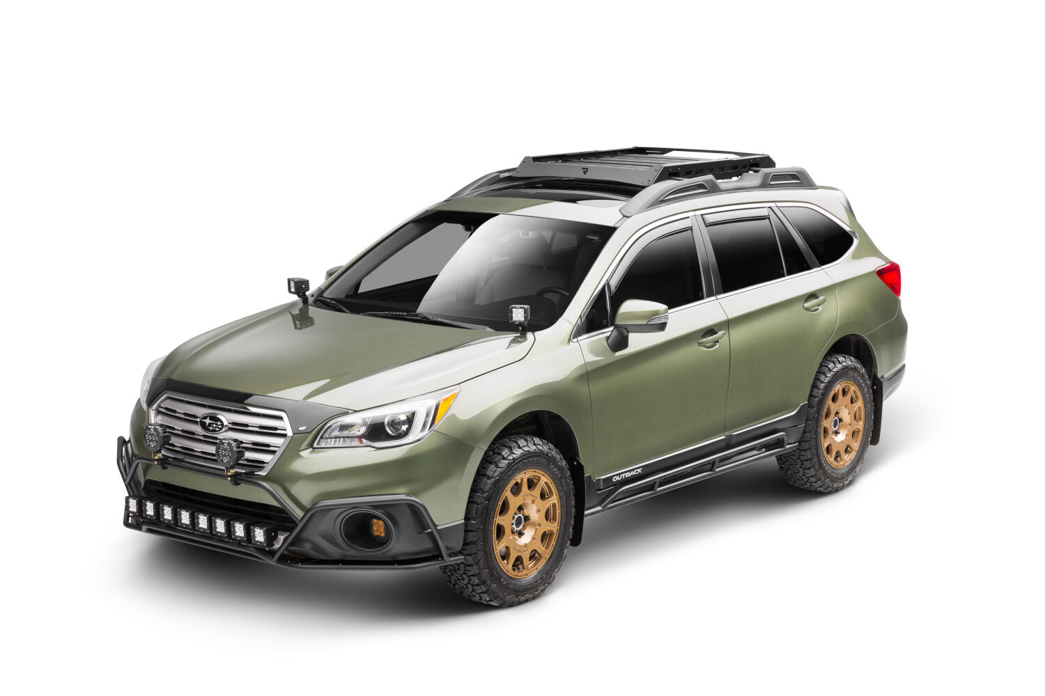The N-FAB Universal Roof Rack Small 34.25 in Wide adds essential overhead cargo capacity and fits OEM and aftermarket crossbars on most cars, CUVs, and SUVs NFab-7