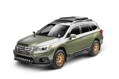 The N-FAB Universal Roof Rack Small 34.25 in Wide adds essential overhead cargo capacity and fits OEM and aftermarket crossbars on most cars, CUVs, and SUVs NFab-7