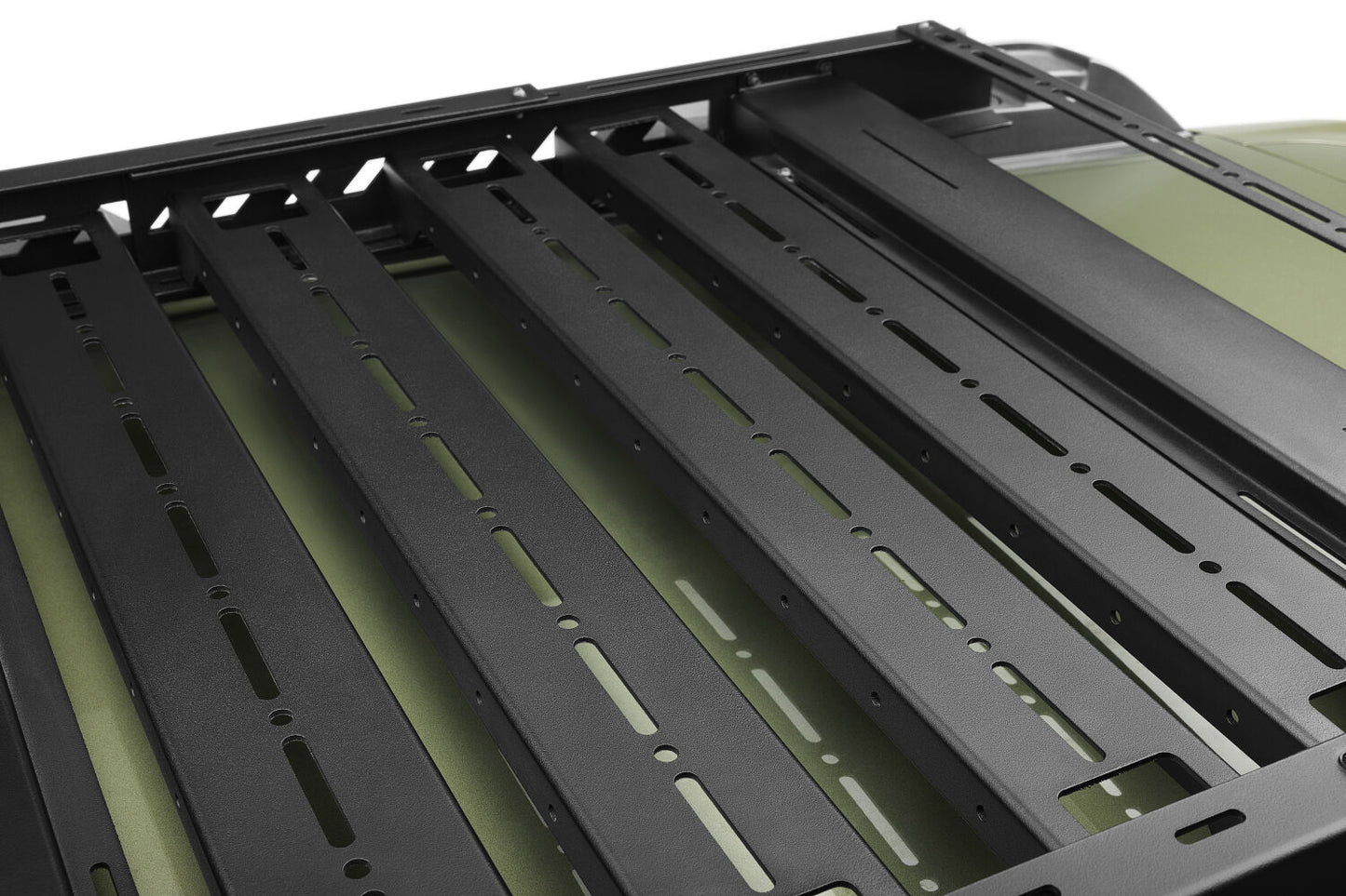 The N-FAB Universal Roof Rack Small 34.25 in Wide adds essential overhead cargo capacity and fits OEM and aftermarket crossbars on most cars, CUVs, and SUVs NFab-8