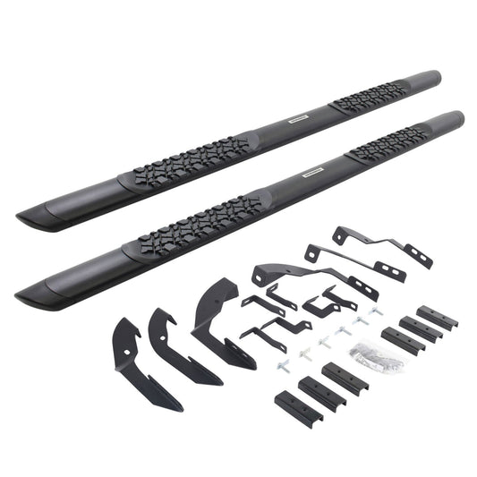 V3 Series Aluminum 5 Inch Elipse Side Steps with Mounting Brackets Textured Black 2015-2018 Silverado/Sierra 2500 HD/3500 HD Go Rhino