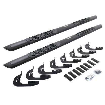 V3 Series Aluminum 5 Inch Elipse Side Steps with Mounting Brackets Textured Black 2014-2018 Silverado/Sierra 1500 2015-2018 Silverado/Sierra 2500 HD/3500 HD Extended Cab Go Rhino