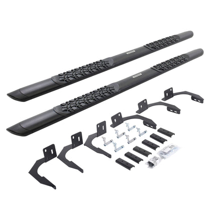 V3 Series Aluminum 5 Inch Elipse Side Steps with Mounting Brackets Textured Black 2009-2010 Dodge Ram 1500/2500/3500 Crew Cab Go Rhino