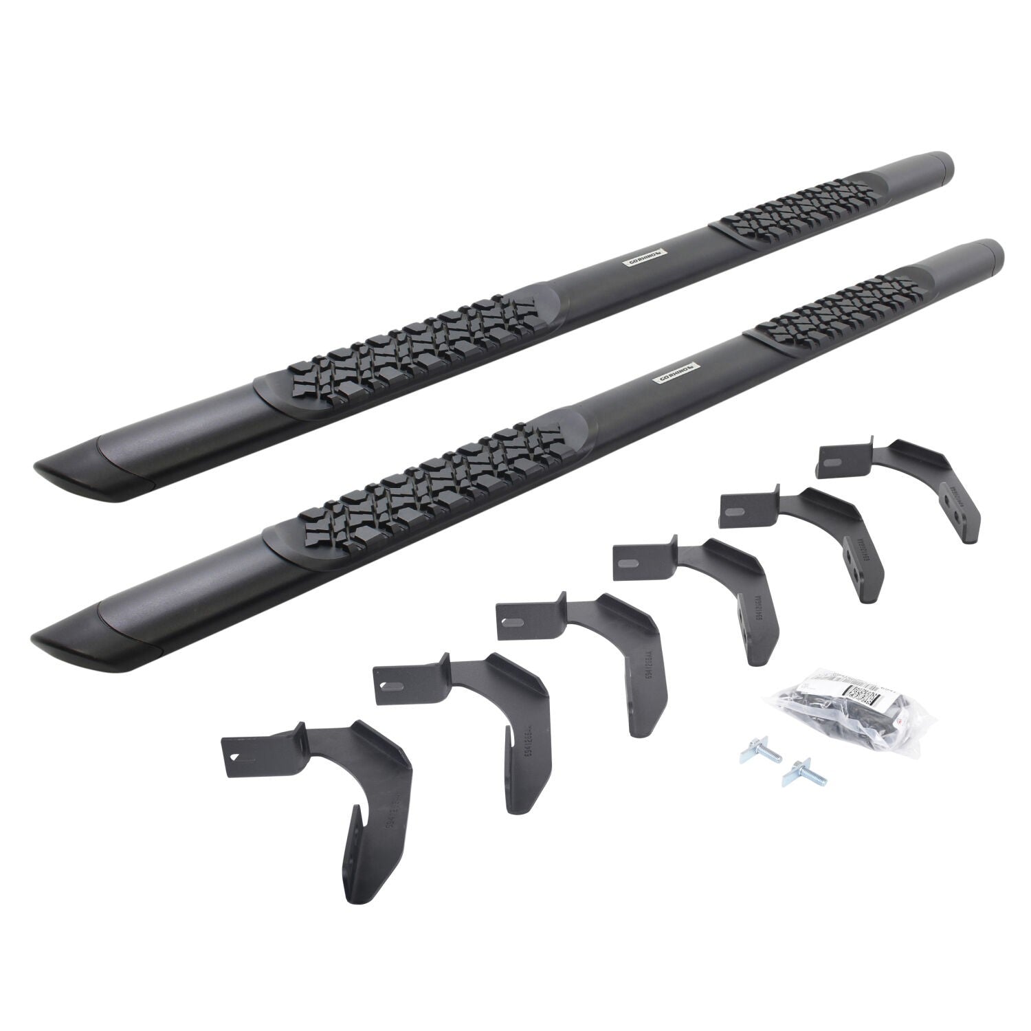 V3 Series Aluminum 5 Inch Elipse Side Steps with Mounting Brackets Textured Black 2004-2014 Ford F-150 Extended Cab Go Rhino