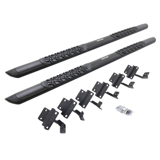 V3 Series Aluminum 5 Inch Elipse Side Steps with Mounting Brackets Textured Black 2015-2026 Ford F-150/ F-250/F-350 Crew Cab Go Rhino