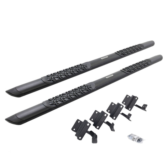 V3 Series Aluminum 5 Inch Elipse Side Steps with Mounting Brackets Textured Black 2015-2026 Ford F-150/ F-250/F-350 Extended Cab Go Rhino
