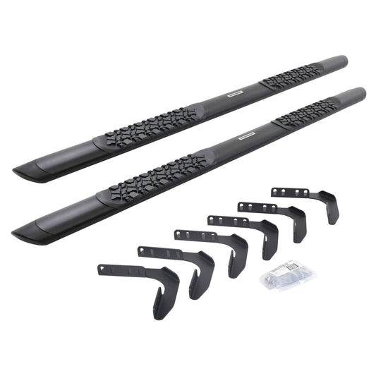 V3 Series Aluminum 5 Inch Elipse Side Steps with Mounting Brackets Textured Black 1999-2016 Ford F-250/F-350 Crew Cab Go Rhino
