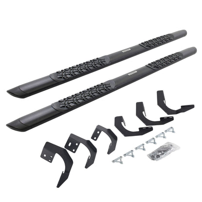 V3 Series Aluminum 5 Inch Elipse Side Steps with Mounting Brackets Textured Black 2015-2018 Ram 1500 Crew Cab Go Rhino